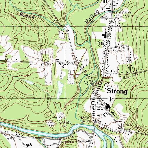 Topographic Map of Strong Village Cemetery, ME
