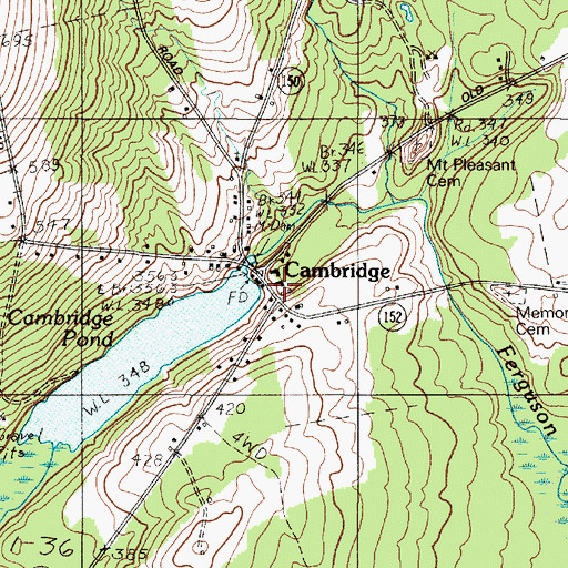 Topographic Map of Cambridge Post Office, ME