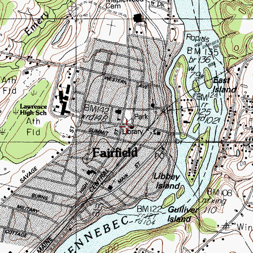 Topographic Map of Fairfield Historical Society, ME