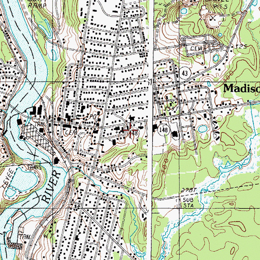Topographic Map of Saint Sebastian Parish Hall, ME