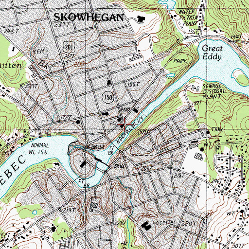 Topographic Map of Skowhegan Municipal Building, ME
