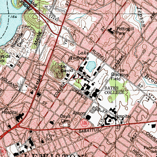 Topographic Map of Bates Chapel, ME