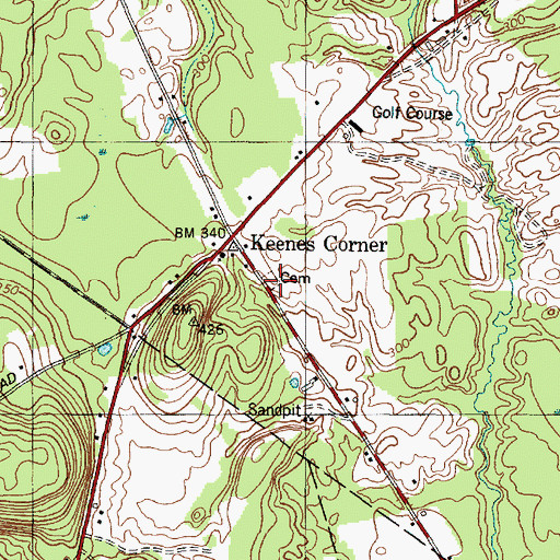 Topographic Map of Keenes Corner Cemetery, ME