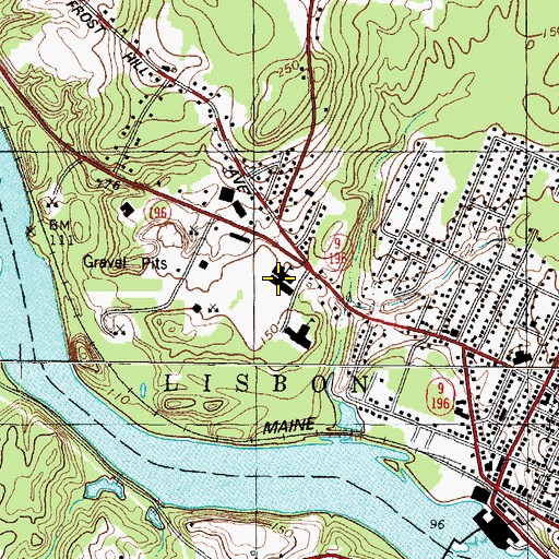 Topographic Map of Lisbon High School, ME
