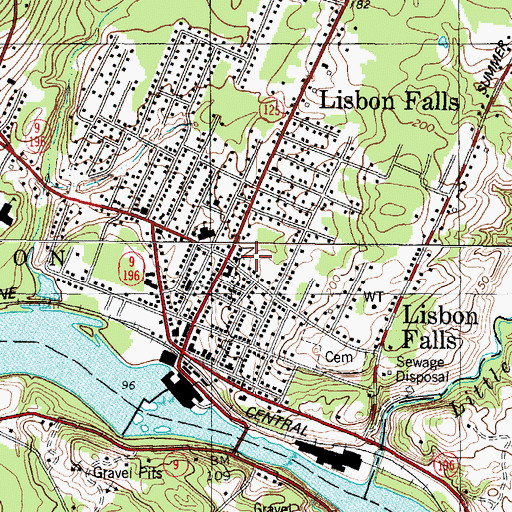 Topographic Map of Lisbon Historical Society, ME