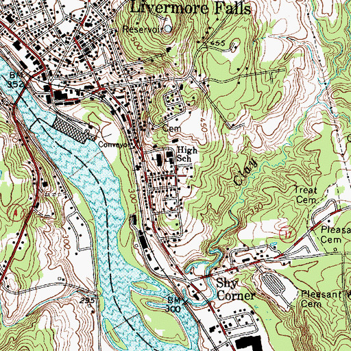 Topographic Map of Livermore Falls Middle School (historical), ME