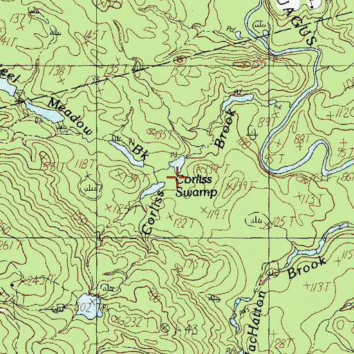 Topographic Map of Corliss Swamp, ME