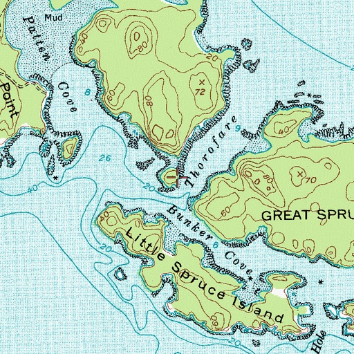 Topographic Map of East Bar Island, ME