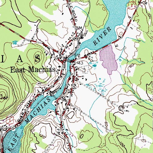 Topographic Map of East Machias Historic District, ME