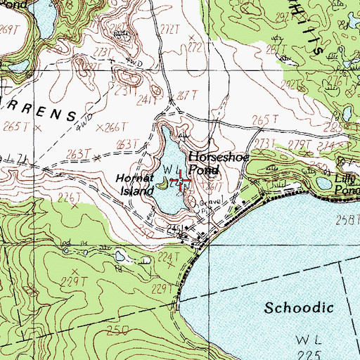 Topographic Map of Hornet Island, ME
