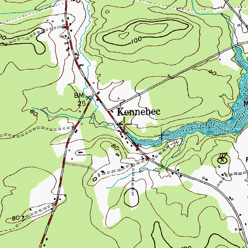 Topographic Map of Kennebec Baptist Church, ME