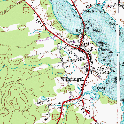 Topographic Map of Milbridge Elementary School, ME