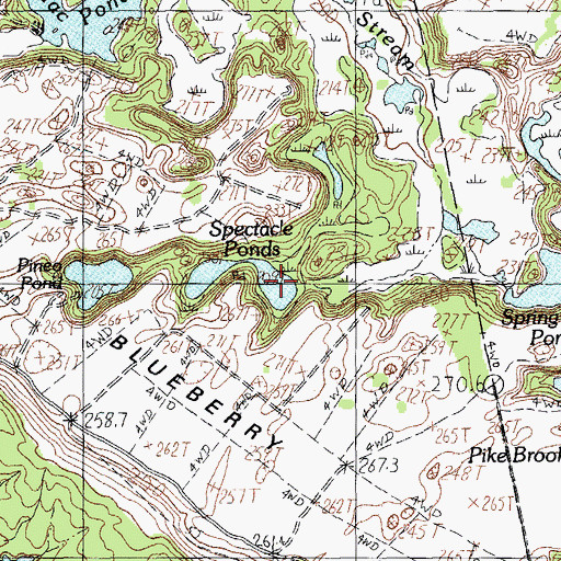 Topographic Map of Spectacle Ponds, ME