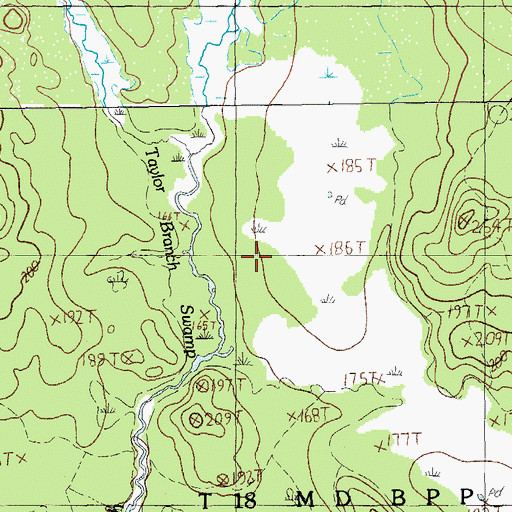 Topographic Map of Taylor Branch Swamp, ME