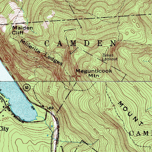 Topographic Map of Mount Megunticook Trail, ME