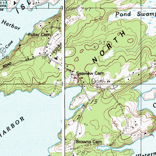 Topographic Map of Seaview Cemetery, ME