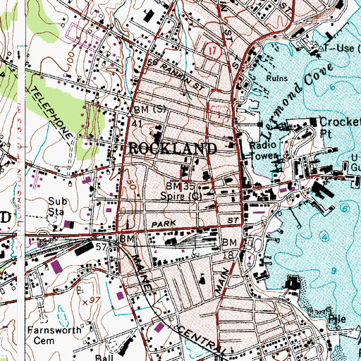 Topographic Map of Shore Village Lighthouse Museum Library, ME