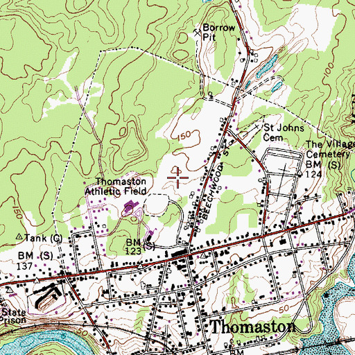 Topographic Map of Thomaston Grammar School, ME