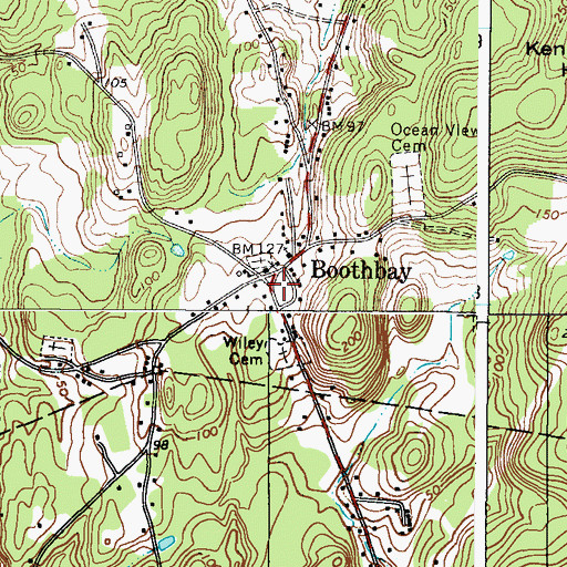 Topographic Map of Boothbay Town Hall, ME