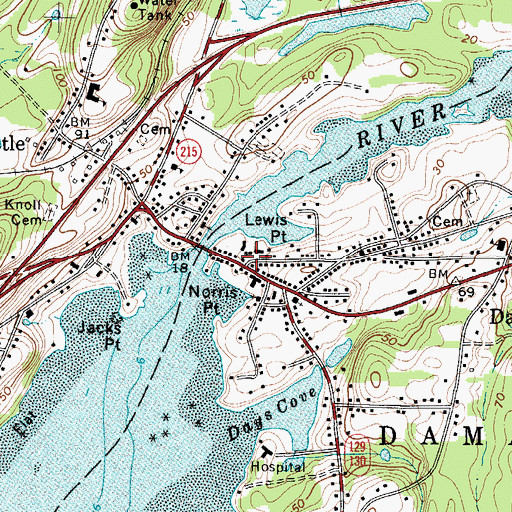 Topographic Map of Chapman-Hall House Museum, ME
