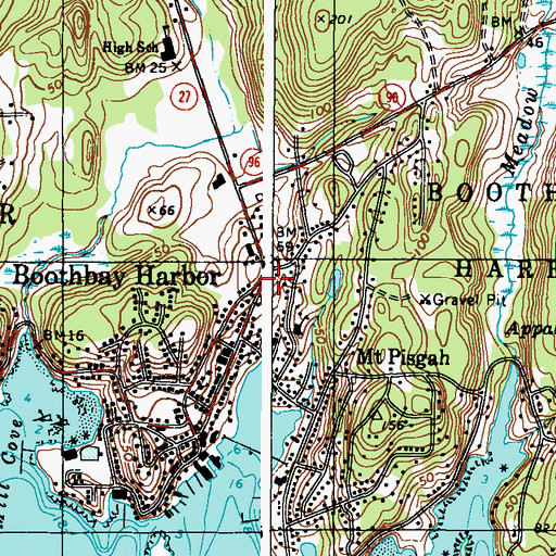 Topographic Map of Congregational Church of Boothbay Harbor, ME