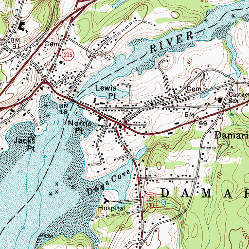 Topographic Map of Damariscotta Baptist Church, ME