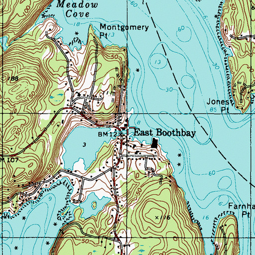 Topographic Map of East Boothbay Post Office, ME