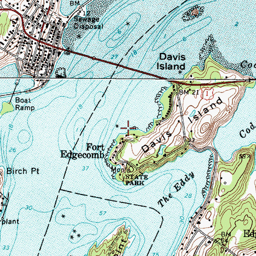 Topographic Map of Fort Edgecomb Block House, ME