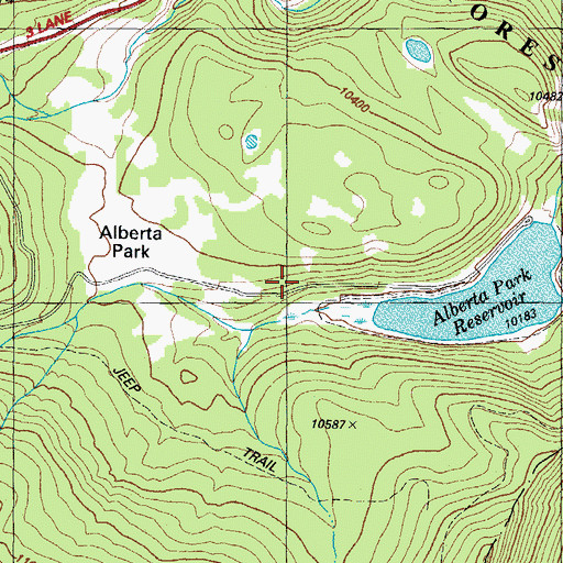 Topographic Map of Alberta Park, CO