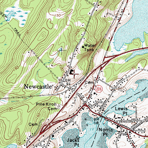 Topographic Map of Lincoln School, ME