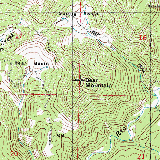 Topographic Map of Bear Mountain, CO