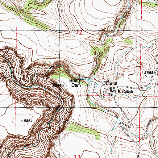 Topographic Map of Box K Dam, AZ