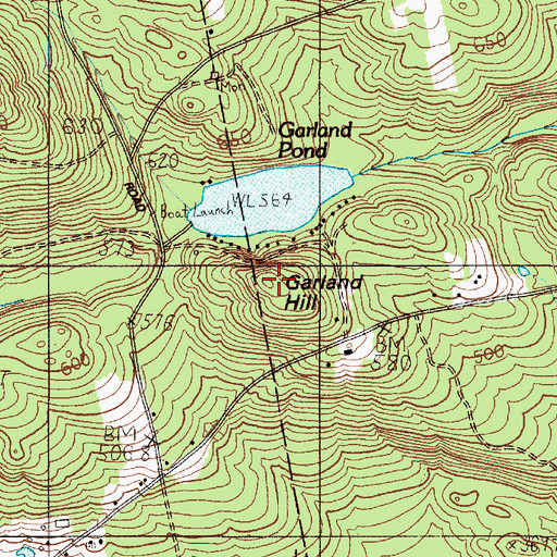 Topographic Map of Garland Hill, ME