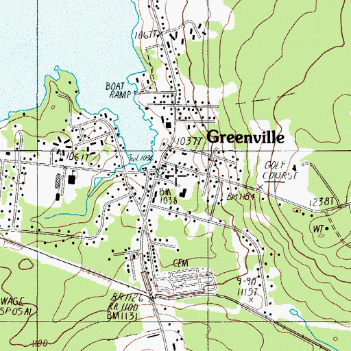 Topographic Map of Greenville Volunteer Fire Station, ME