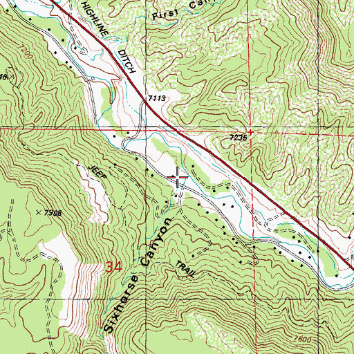Topographic Map of Sixhorse Canyon, CO