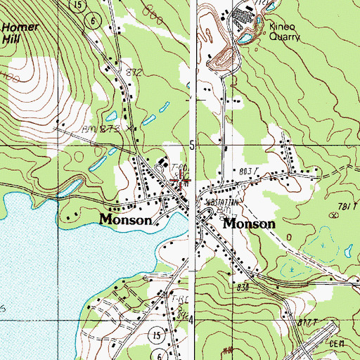 Topographic Map of Monson Community Church, ME