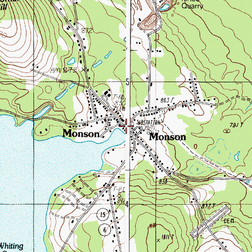 Topographic Map of Monson Post Office, ME