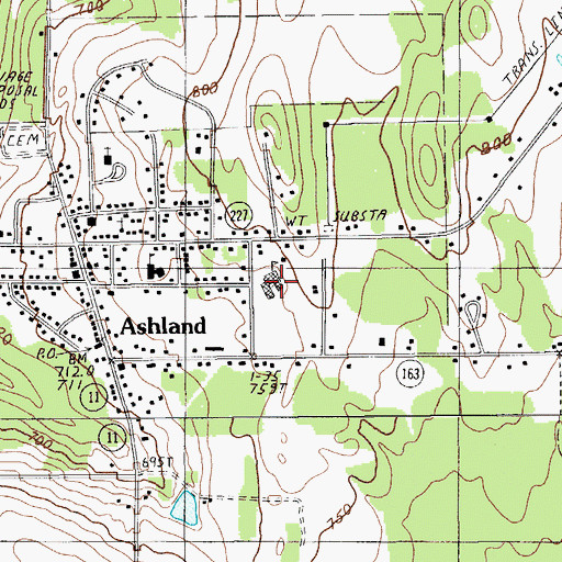 Topographic Map of Ashland Community High School (historical), ME