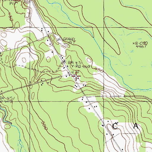 Topographic Map of Cary Baptist Church, ME
