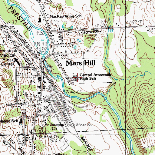 Topographic Map of Central Aroostook Junior / Senior High School, ME