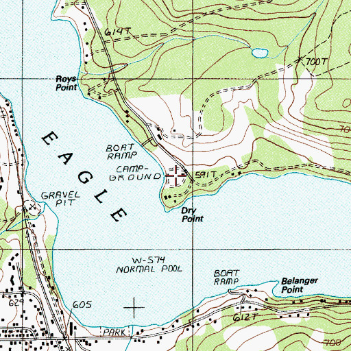 Topographic Map of Clover Hill Campground, ME