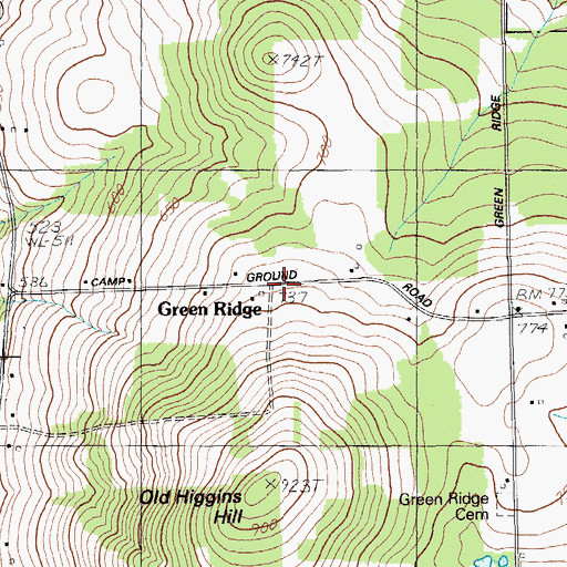 Topographic Map of Green Ridge, ME