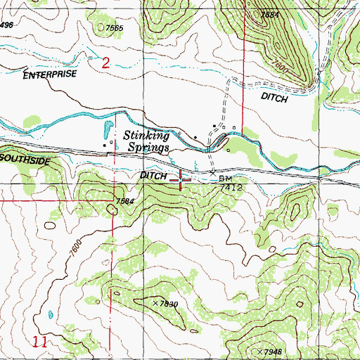 Topographic Map of Stinking Springs, CO