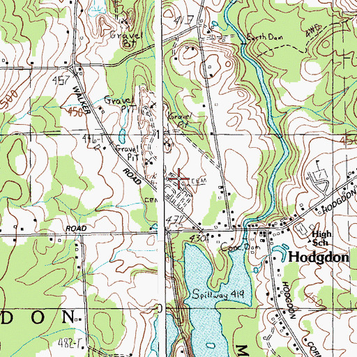 Topographic Map of Hodgdon Cemetery, ME