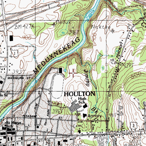 Topographic Map of Houlton Community Park, ME