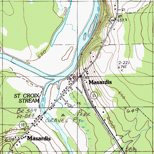 Topographic Map of Masardis Post Office, ME