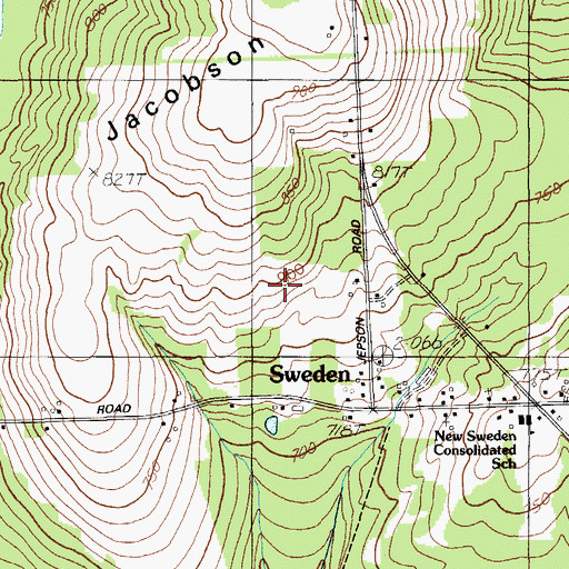Topographic Map of New Sweden Consolidated School, ME