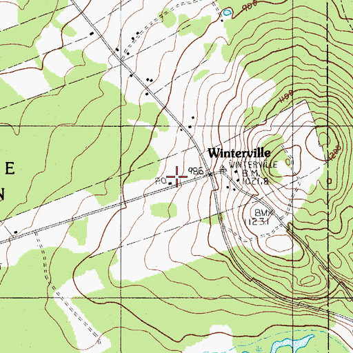 Topographic Map of Winterville Post Office (historical), ME