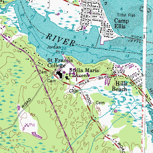 Topographic Map of Harold Alfond Center, ME