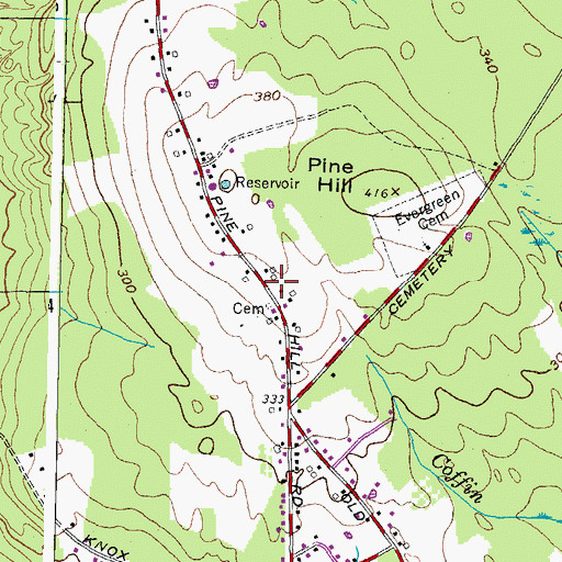 Topographic Map of Pine Hill School (historical), ME